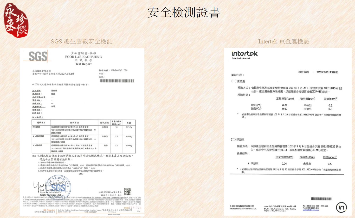 安全檢測證書