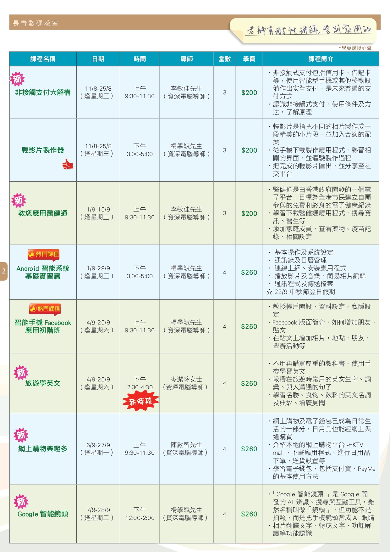 2021年8月至9月課程通訊 p.2