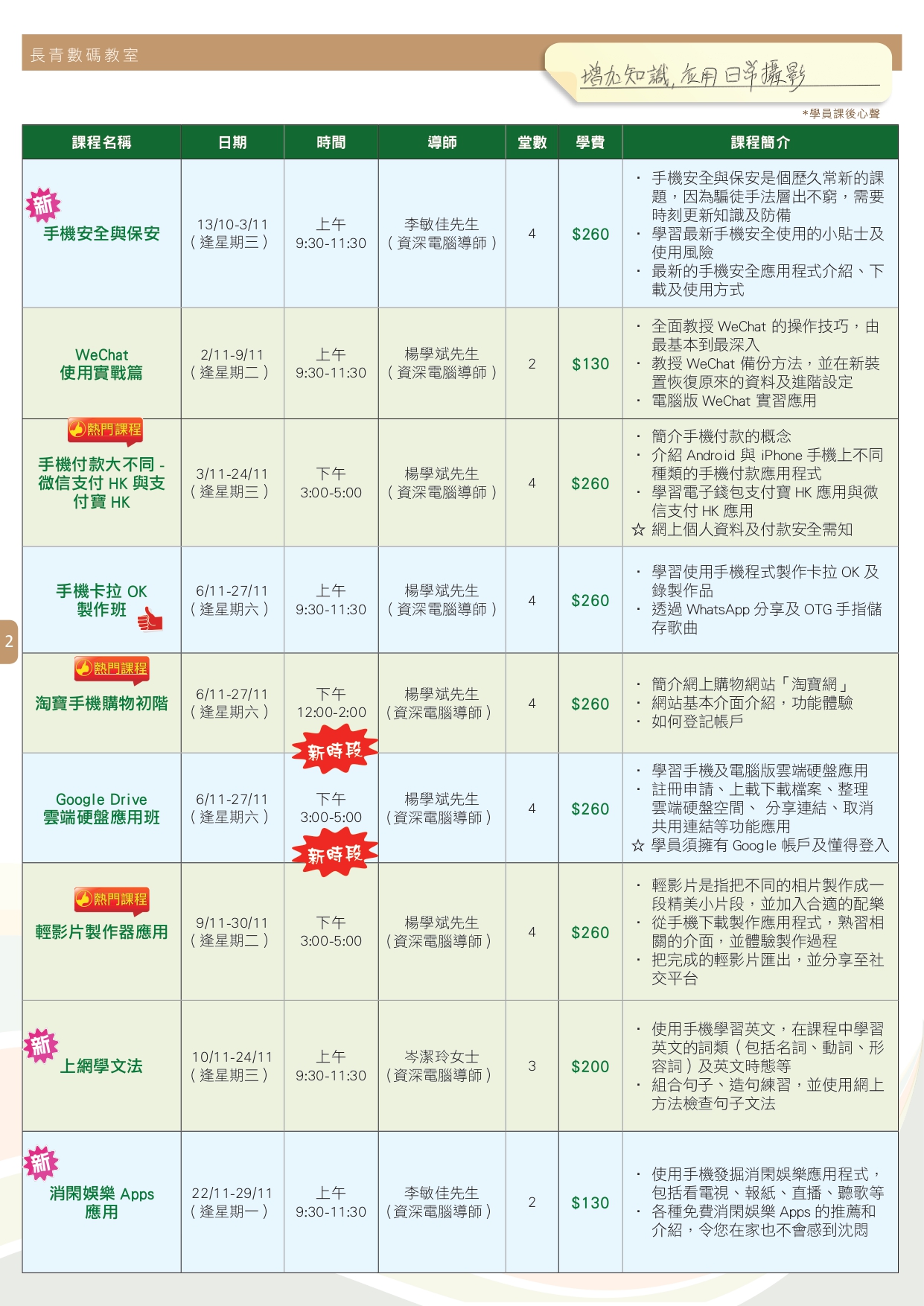 2021年10月至11月課程通訊 p.2