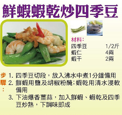 鮮蝦蝦乾炒四季豆
