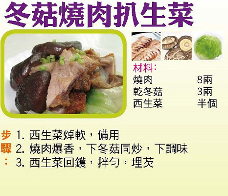 冬菇燒肉扒生菜