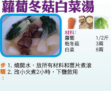 蘿蔔冬菇白菜湯 