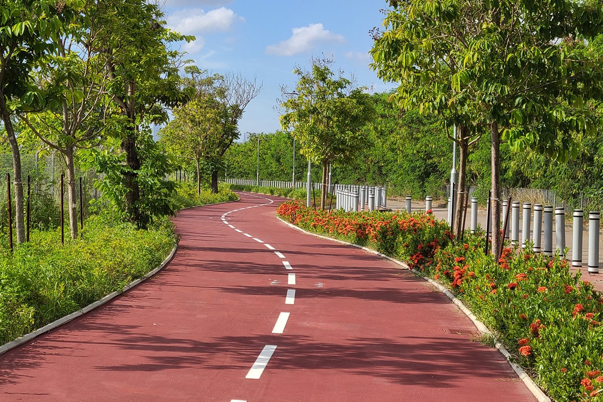 單車樂:  連接元朗至上水的新單車徑途經元朗攸壆路，沿途風景優美。