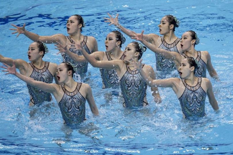 China won the team gold medal in artistic swimming...