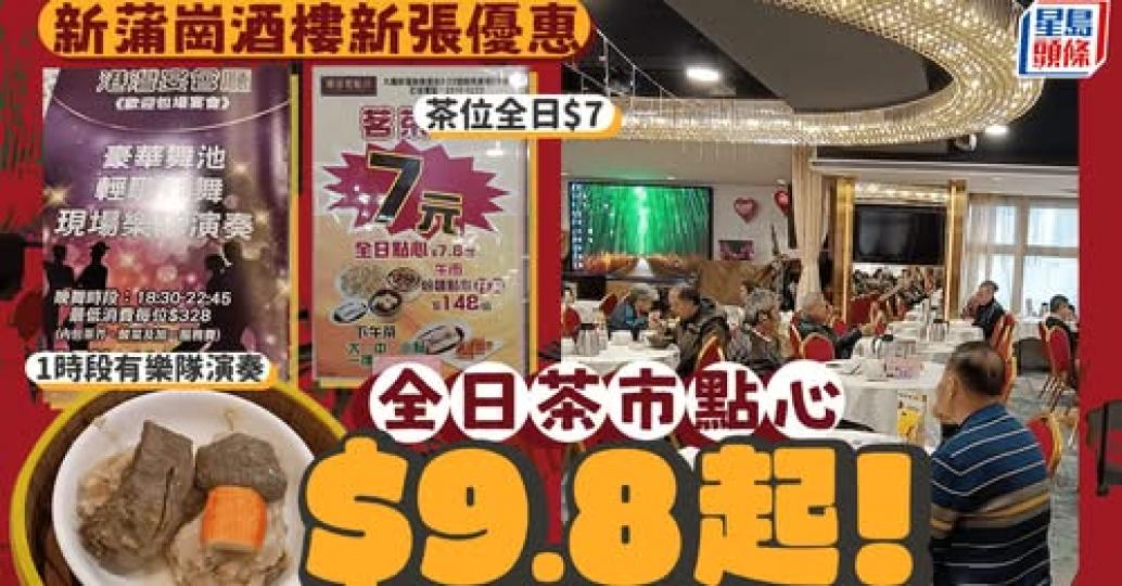 新蒲崗酒樓新張優惠 茶位全日$7...