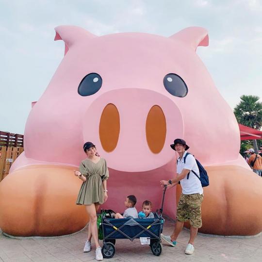 巨大粉紅豬真的太萌太好拍啦...