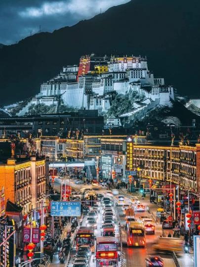 西藏布達拉宮的夜景........