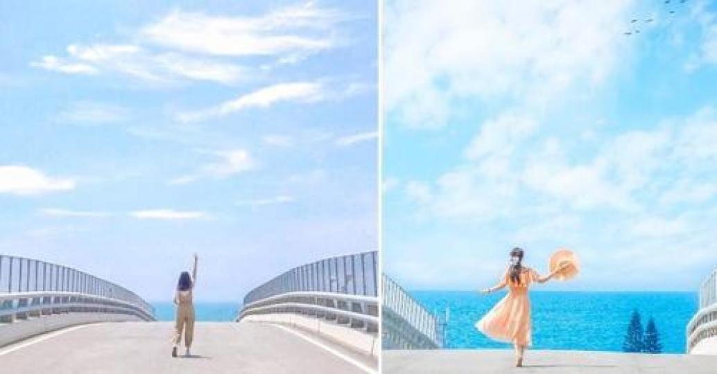 藍色的天空和大海變成最浪漫背景...