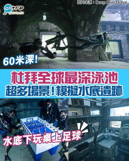 杜拜「Deep Dive Dubai」是目前全球最深泳池,足足有60米深,水量多達1,400萬升,設計是模擬廢棄海底城市,設有街道、房屋、車庫、圖書館等設施,超特別!... 杜拜「Deep Dive Dubai」是目前全球最深泳池,足足有60米深,水量多達1,400萬升,設計是模擬廢棄海底城市,設有街道、房屋、車庫、圖書館等設施,超特別!...