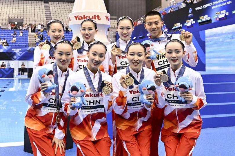 China won the team acrobatic title in artistic swimming at the World Aquatics Championships on Monda... China won the team acrobatic title in artistic swimming at the World Aquatics Championships on Monda...