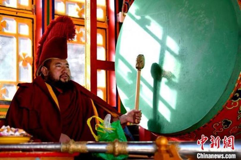 西藏楚布寺跳神活動迎藏曆新年...