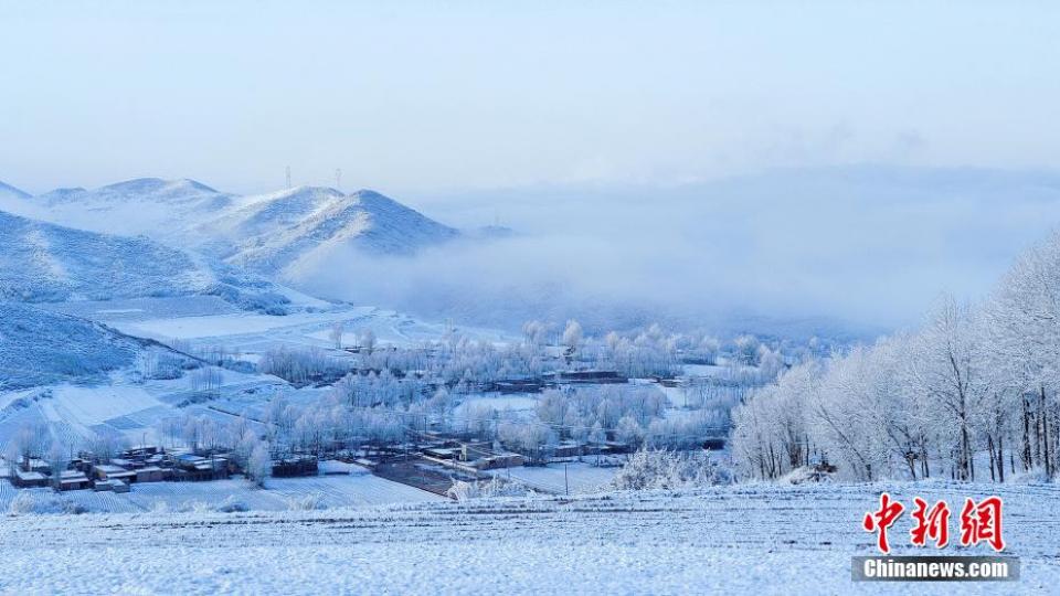 青海春日雪景圖：故穿庭樹作飛花...