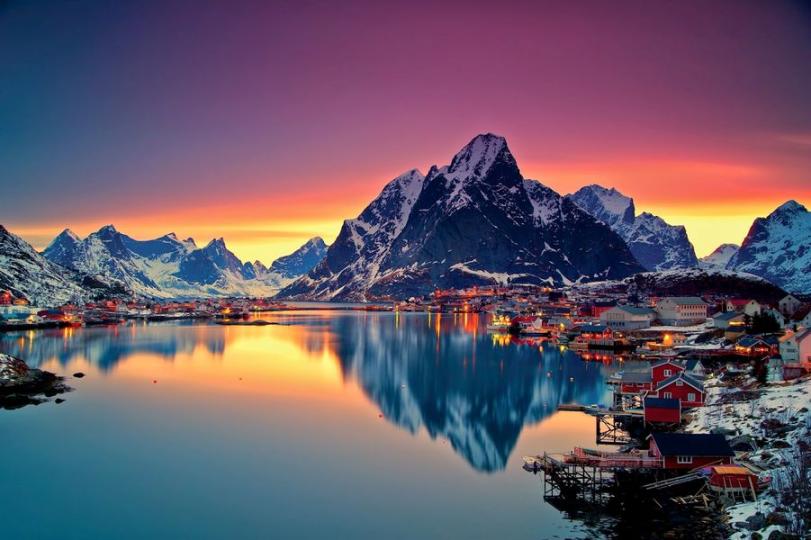 羅弗敦群島的冬季美景...