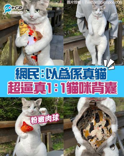 日本有間手作店推出超逼真1:1貓咪背囊，真係好神似...