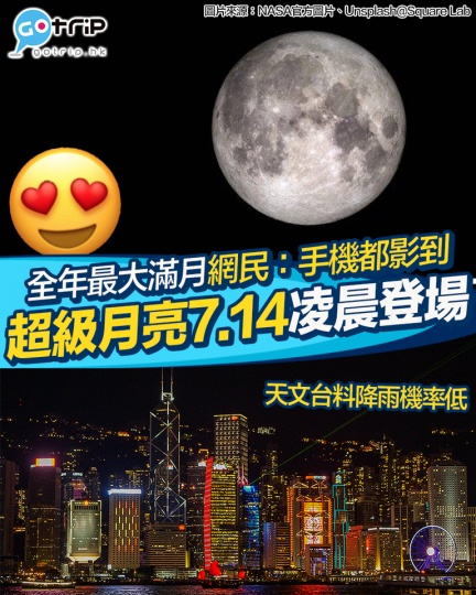 呢幾日喺條街就咁抬頭都見到又圓又大嘅月亮...