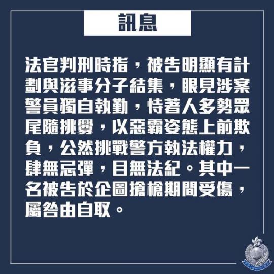 犯法要負責・西灣河搶槍案・兩名青年各被判囚6年...