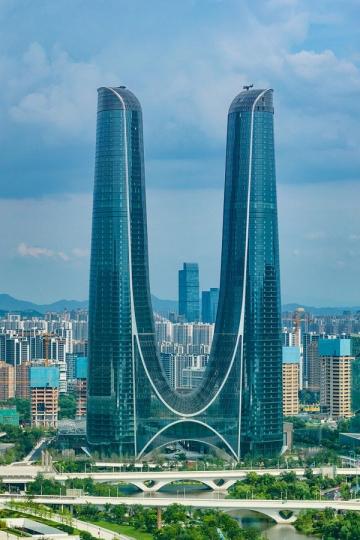 The uniquely shaped Hangzhou Century Center is the highest building in Hangzhou, Zhejiang province, ...
