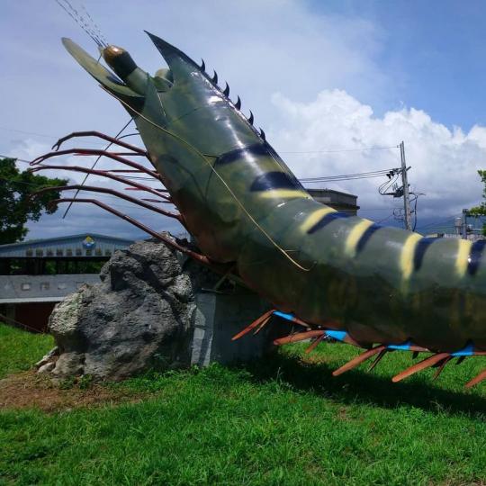 路邊出現巨無霸蝦蝦雕像...