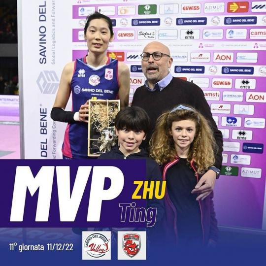 朱婷第二次奪得MVP.......