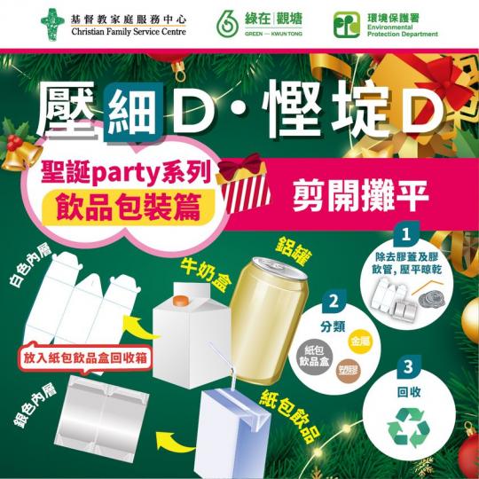 今期就分享鋁罐、牛奶盒及紙包飲品盒的壓細D回收法...