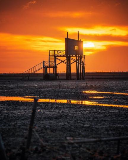 漫步彰濱工業區旁的海邊，看著夕陽餘暉慢慢落下，既耀眼卻又不狂情的畫面，真的讓人看著都心曠神怡...