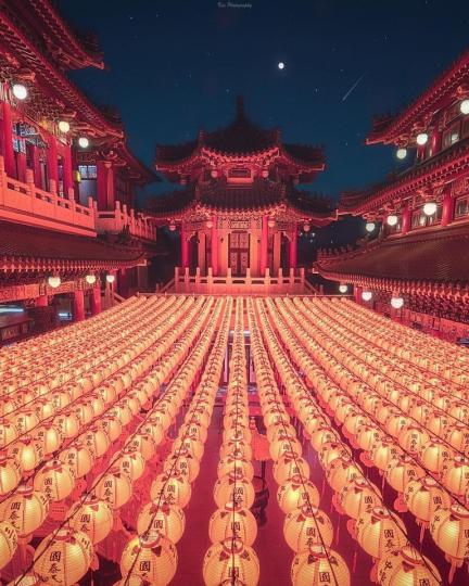 三鳳宮的絕美萬燈景觀，一點亮後壯觀到像神隱少女場景...
