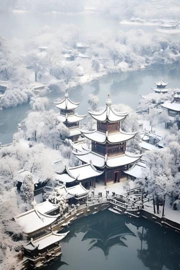 一下雪揚州又變成了千年前的廣陵...