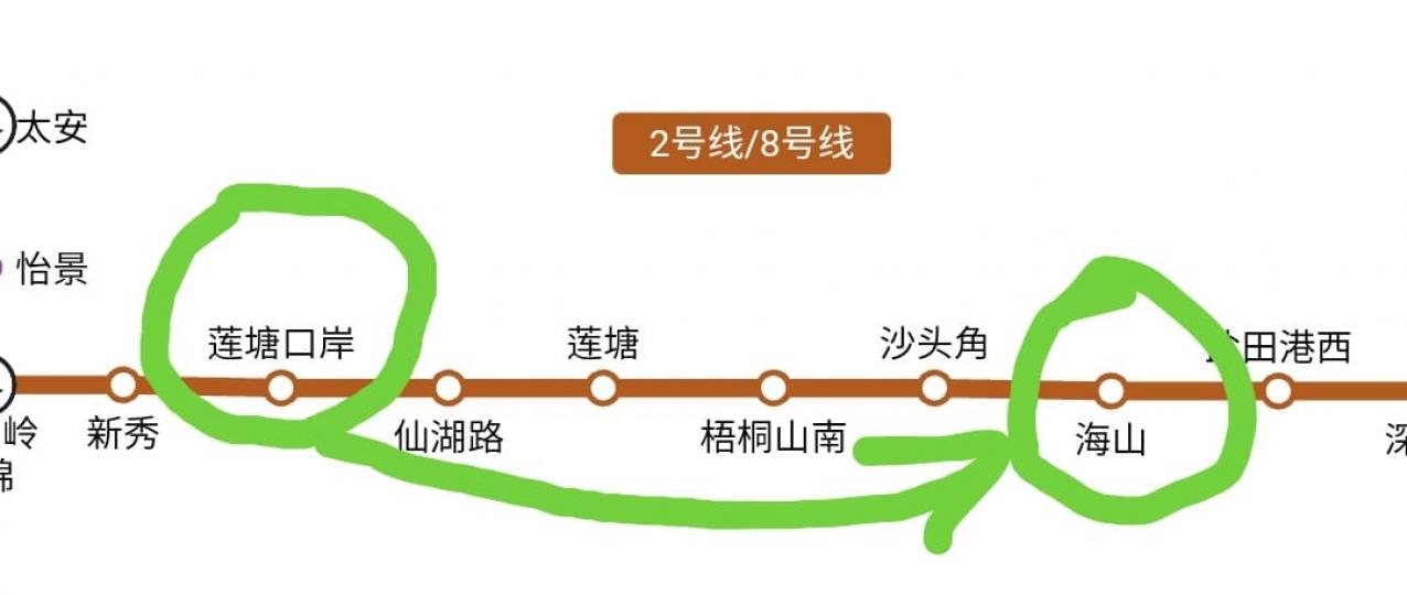 蓮塘口岸出發，坐10分鐘到「海山」站，有「壹海城」商場，近百間餐廳，有海濱長廊、打卡圖書館 等等...