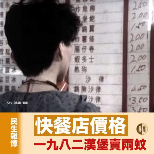一九八二年的快餐店價格.....