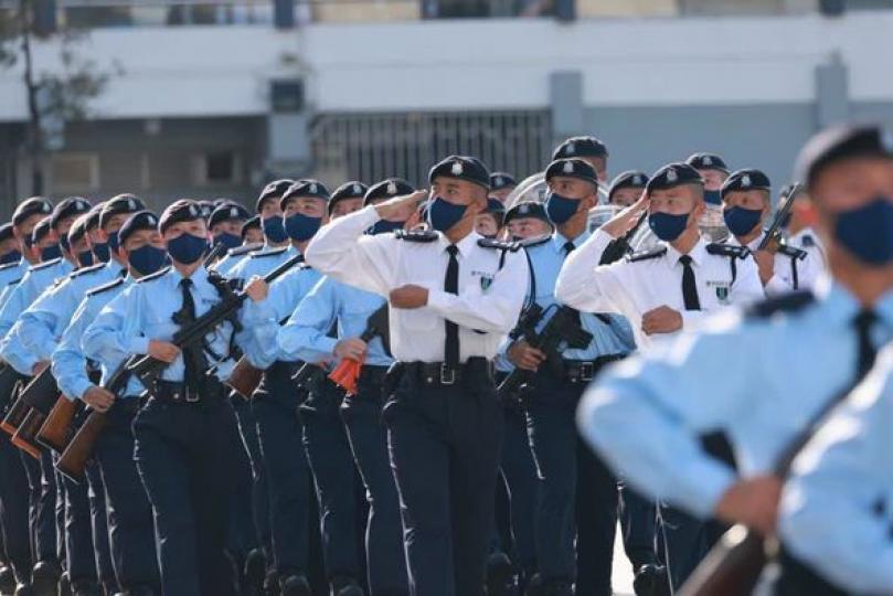 警察機動部隊結業會操　上下一心保家衛國...