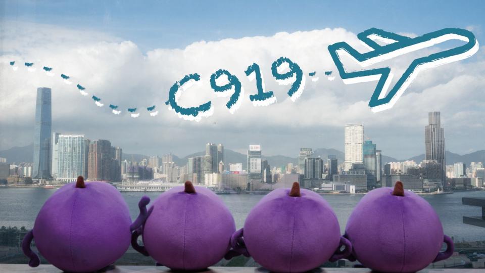 C919飛越維港上空 • 提子與你一起見證成功...