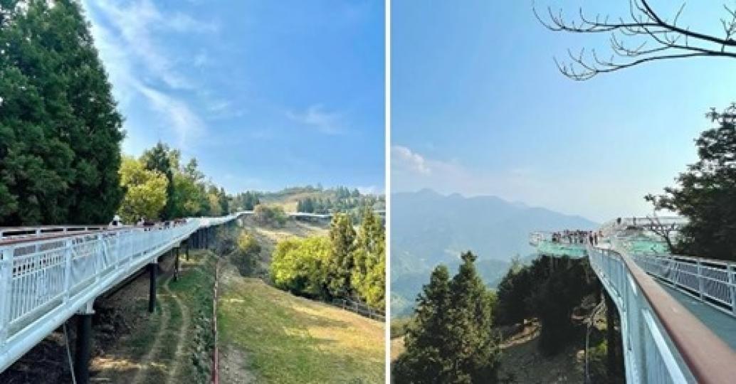 站在玻璃景觀台上眺望群山，是都市裡無法看到的美景...