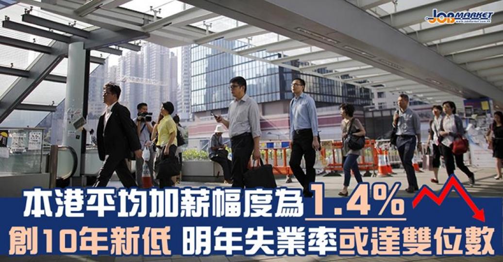 根據人力資源管理學會最新調查，本港僱員平均加薪1.4%，創10年新低......