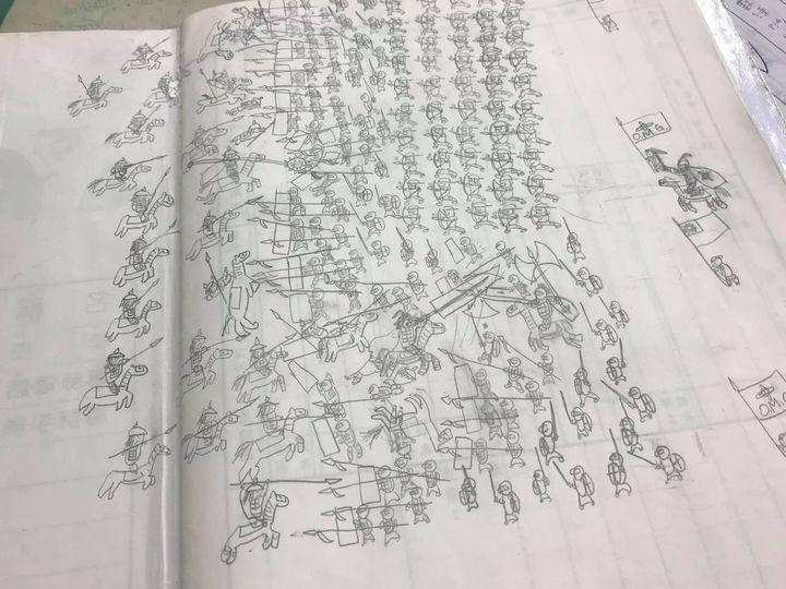 小6生聯絡簿畫「千軍萬馬對戰圖」精美到不行...