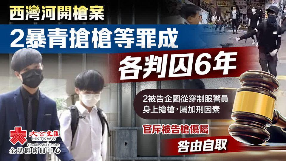 西灣河開槍案2暴青搶槍等罪成　各判囚6年...