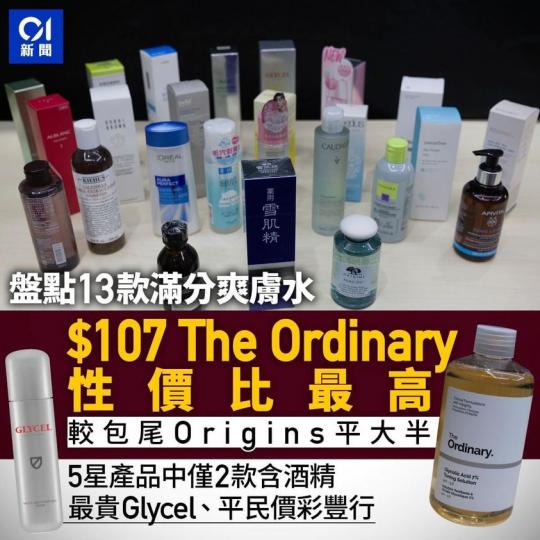 消委會實測：性價比高爽膚水 ......