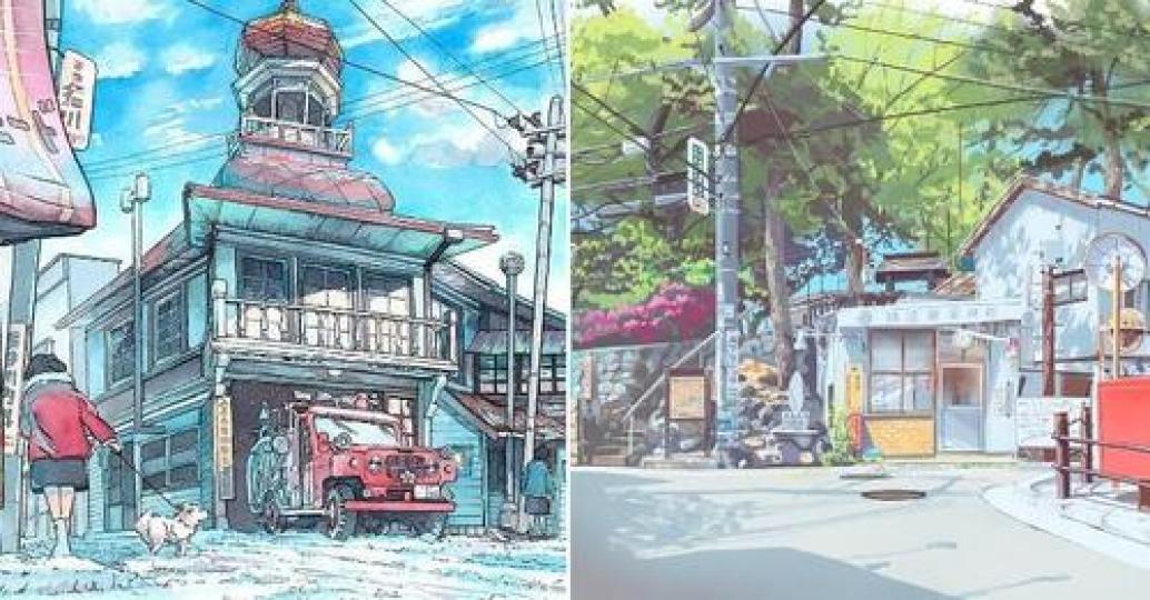 溫柔的水彩顏色太適合日本街道...