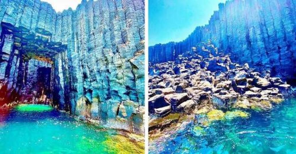 海水像藍寶石一樣閃亮.......