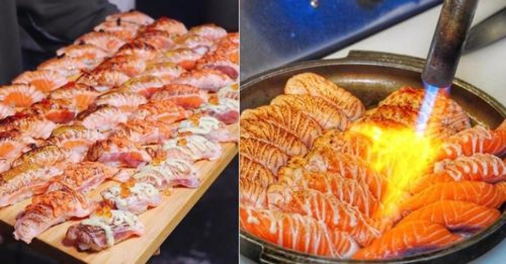 炙燒鮭魚太！犯！規！50貫鮭魚壽司真的像天堂...