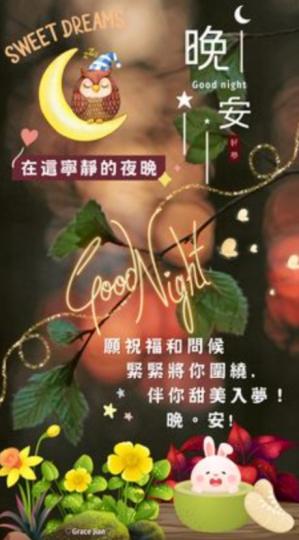 朋友晚安，
美好祝福陪伴著！...
