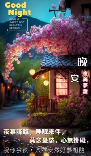 莫憂莫愁，
好夢相隨，
朋友晚安！...