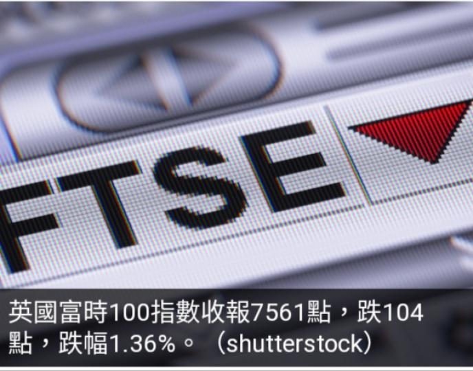 歐股跌逾1%,　
資金撤離風險較高資產。...