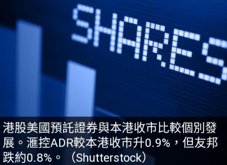 港股美國
預託證券與
本港收市比較個別發展....