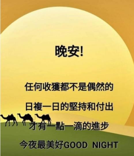 因為堅持和付出，
累積點滴進步！
期望收獲！
晚安朋友！...