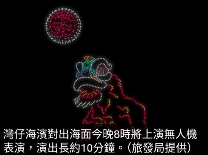 灣仔海濱晚上8時無人機表演　展現平安包等特色圖案...