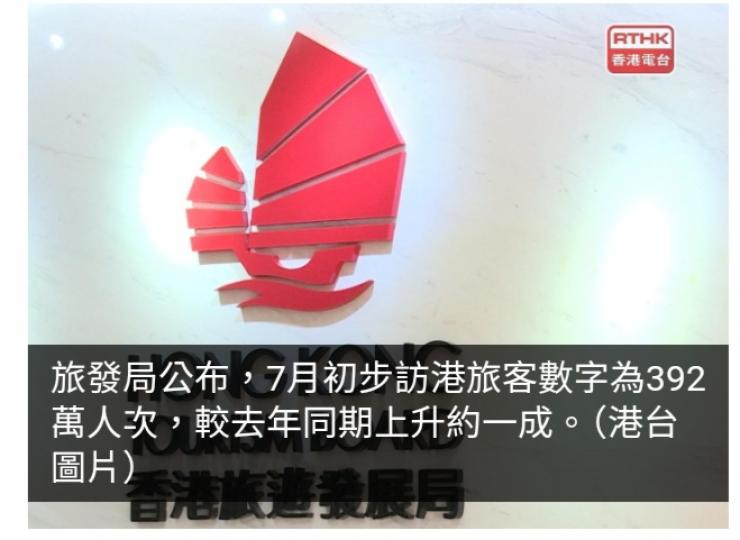 7月訪港旅客按年增約一成　中秋節晚灣仔舉行無人機表演...