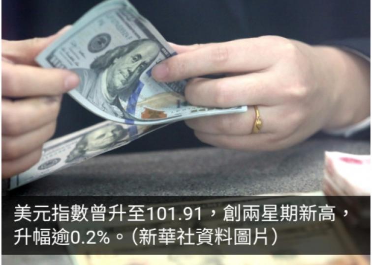 美元指數曾創兩星期新高　商品貨幣沽壓大...