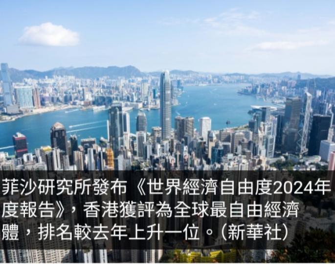 香港獲評為全球最自由經濟體　政府稱反映優勢獲國際認同...