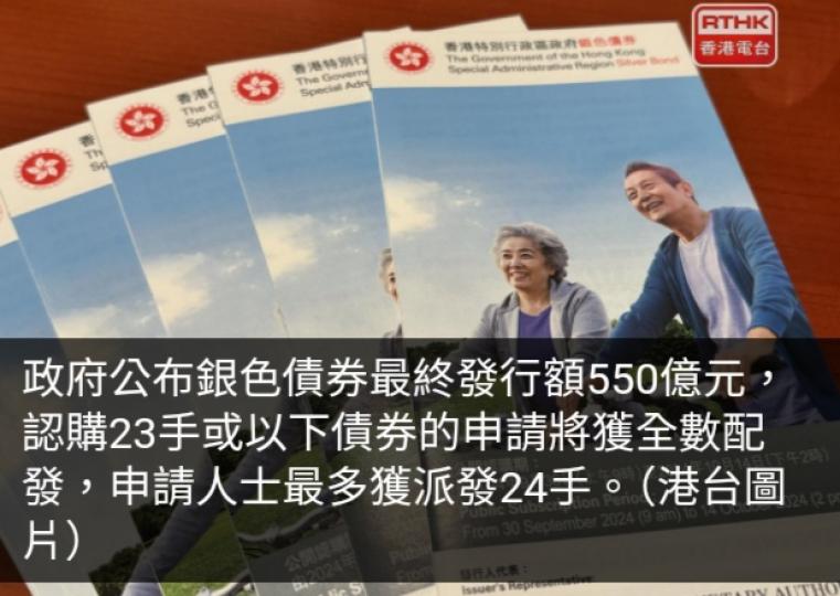 銀色債券認購23手或以下獲全數配發　最多獲派24手...