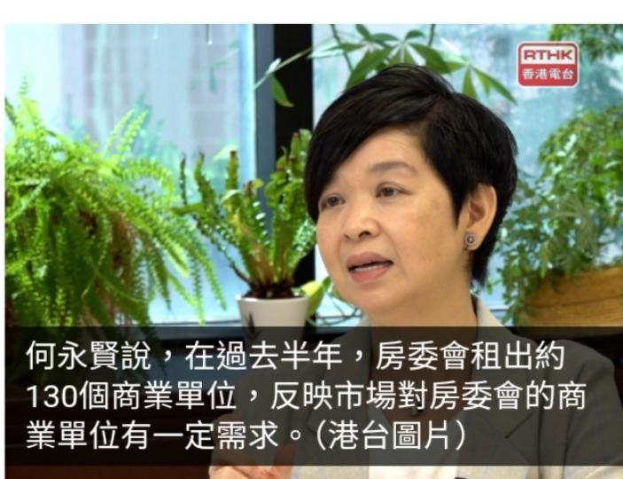 房委會商業單位今年9月底整體空置率3.95%較私人市場低...